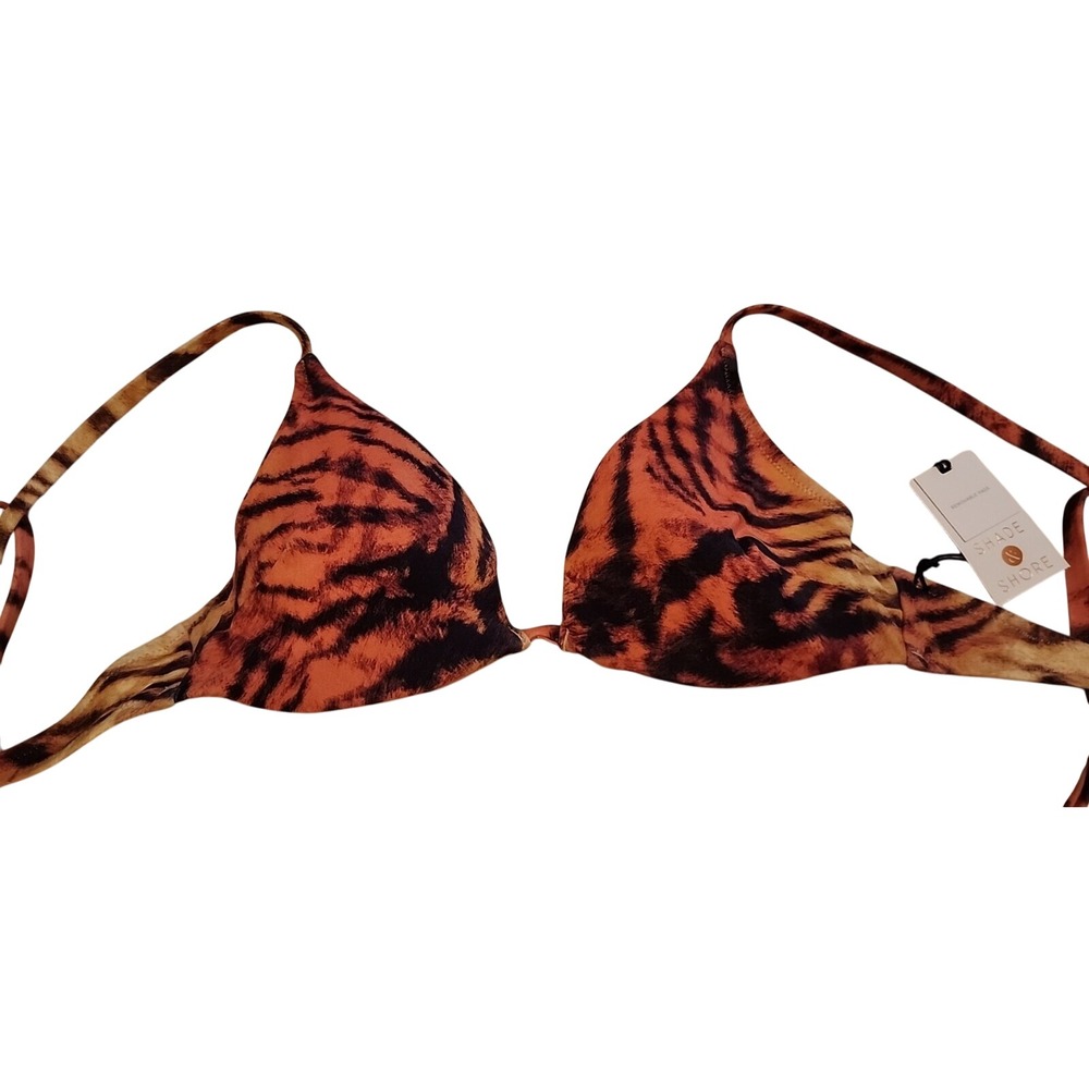 Shade & Shore Tiger‎ Print Bikini Top Removable Pads Swimwear Orange 34 B